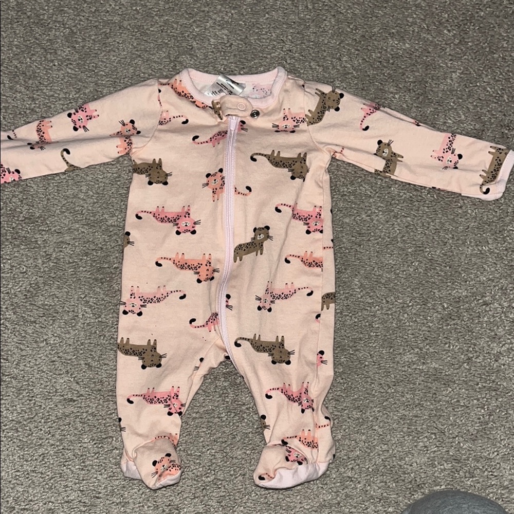 Pink Leopard Print Kids One Piece